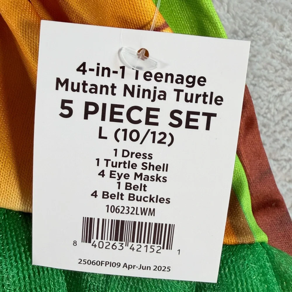 TMNT 4-in-1 Teenage Mutant Ninja Turtle Costume Girls Large 10/12 Dress Set
